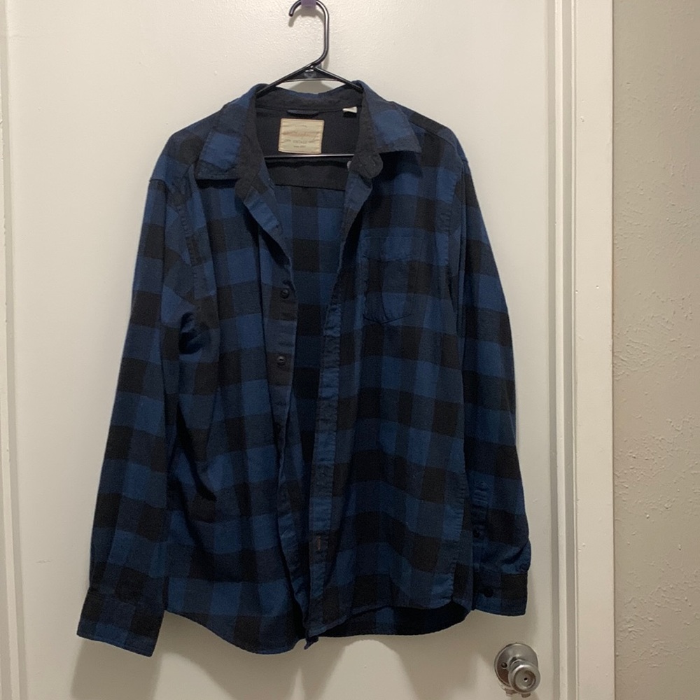 Blue and Black Checkered Button Down